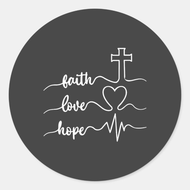 Pegatina Redonda Fe Esperanza Amor (Anverso)