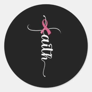 Pegatina Redonda Fe Esperanza Amor Conciencia del Cáncer de Mama Cr