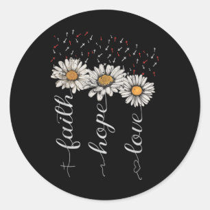 Pegatina Redonda Fe Esperanza Amor En Jesús Cristiano Con Girasol