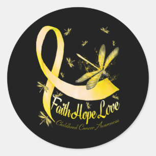 Pegatina Redonda Fe Esperanza Amor Infancia Conciencia del Cáncer D