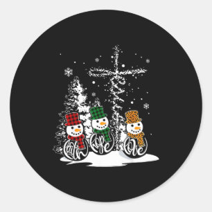 Pegatina Redonda Fe Esperanza Amor Muñeco de Nieve Jesús Cristiano
