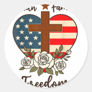 Pegatina Redonda Fe Familia Libertad Jesús Cruz Cristiana Dios Fai