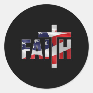Pegatina Redonda Fe Miedo Cruz Cristiana Jesús Hombres Mujeres