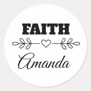 Pegatina Redonda Fe personalizada Corazón cristiano