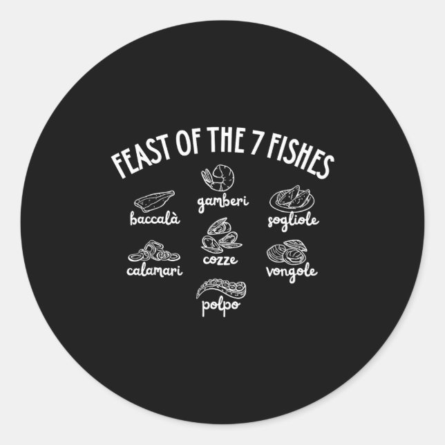 Pegatina Redonda Feast Of The 7 Fishes  (Anverso)