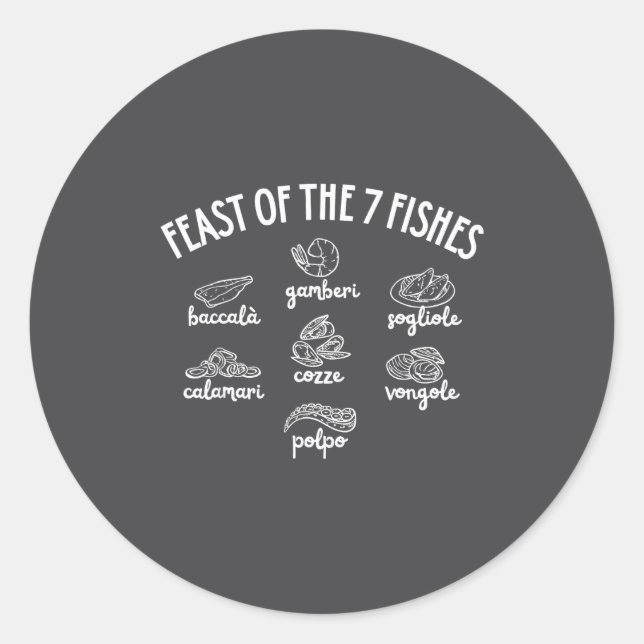 Pegatina Redonda Feast Of The 7 Fishes  (Anverso)