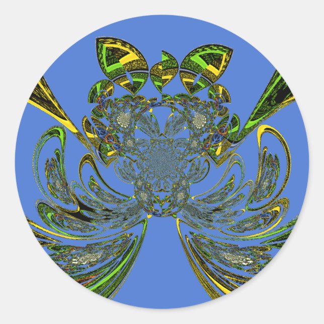 Pegatina Redonda Feather Fish (Anverso)