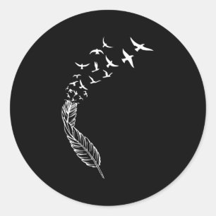 Pegatina Redonda Feather Flying Birds Casual Street Style
