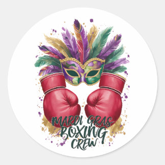 Pegatina Redonda Feather Masquerade Mardi Gras Festial Boxing Glove