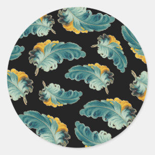 Pegatina Redonda Feathers Vintage