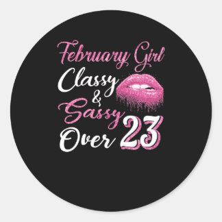 Pegatina Redonda Febrero Chica Clásico y Sassy Más De 23