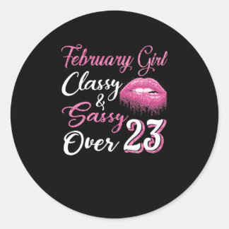 Pegatina Redonda Febrero Chica Clásico y Sassy Más De 23