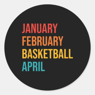 Pegatina Redonda Febrero Febrero Baloncesto Abril Fun Retro Appare
