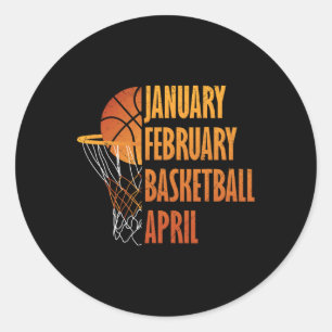 Pegatina Redonda Febrero Febrero Baloncesto Abril Fun Retro Appare