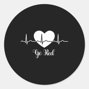 Pegatina Redonda Febrero Mes de la Salud Cardíaca Día Mundial de la
