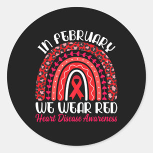 Pegatina Redonda Febrero Usamos Arcoiris Rojo - Consciente De La En
