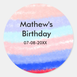 Pegatina Redonda Fecha de adición de nombre de cumpleaños de niño e