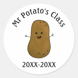 Pegatina Redonda Fecha de clase de papa