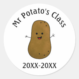 Pegatina Redonda Fecha de clase de papa