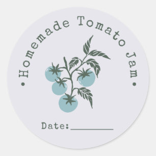 Pegatina Redonda Fecha de Conserva de Mermelada de Tomate Casera Pa