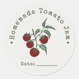 Pegatina Redonda Fecha de Envasado de Mermelada de Tomate Casera Ca