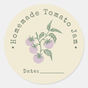 Pegatina Redonda Fecha de Envasado de Mermelada de Tomate Casera Pa