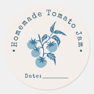 Pegatina Redonda Fecha de Envasado de Mermelada de Tomate Casera Po