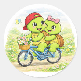 Pegatina Redonda Fecha de paseo en bicicleta