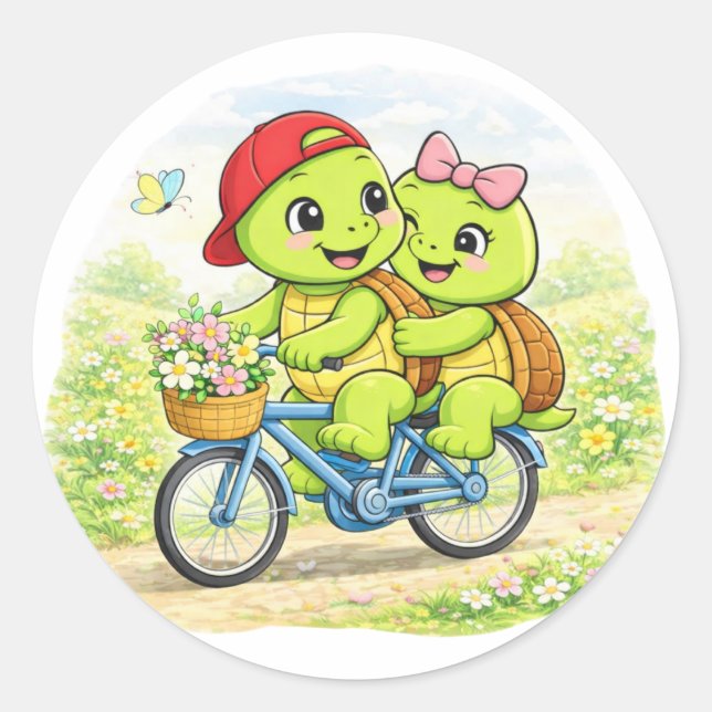 Pegatina Redonda Fecha de paseo en bicicleta (Anverso)