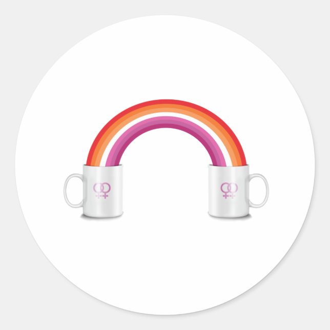 Pegatina Redonda Fecha del café de Lesbianas (Anverso)
