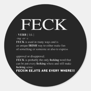 Pegatina Redonda Feck Irish Definition divertida patrys day