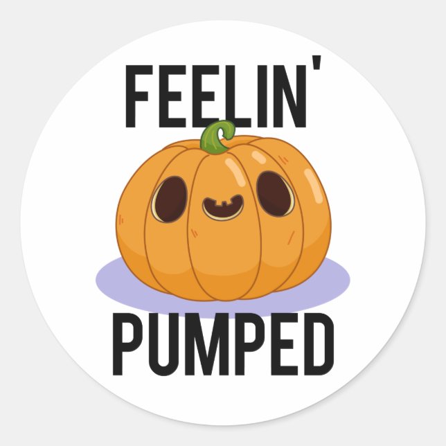 Pegatina Redonda Feelin Bomping Funny Pumpkin Pun (Anverso)