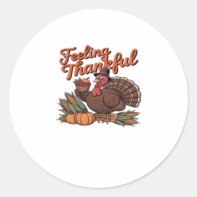 Pegatina Redonda Feeling thankful Classic T-Shirt (Anverso)