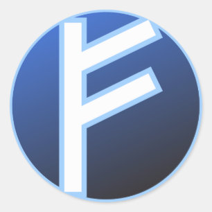 Pegatina Redonda Fehu Feoh Rune