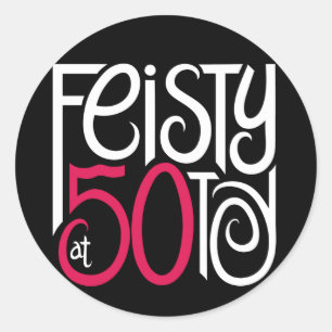 Pegatina Redonda Feisty con 50 Pegatinas negros
