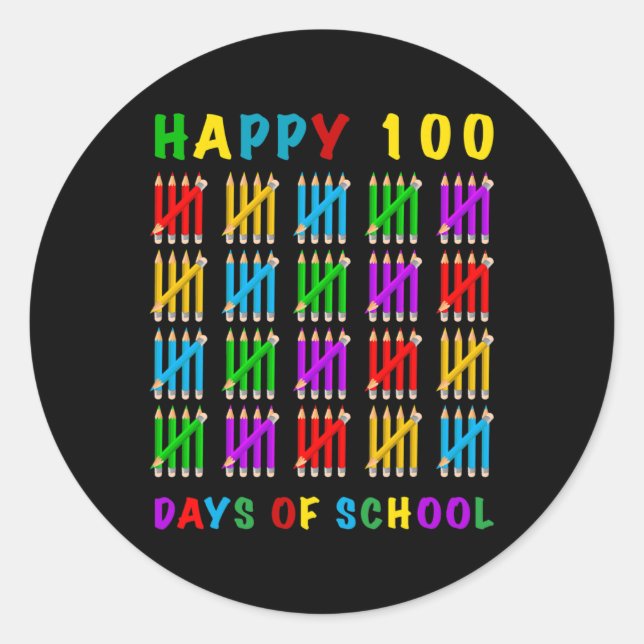 Pegatina Redonda Felices 100 Días De Escuela (Anverso)