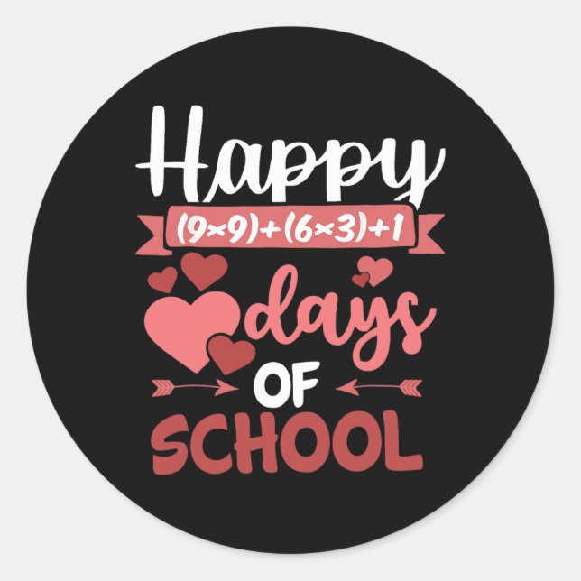 Pegatina Redonda Felices 100 Días De Fórmula Matemática Escolar Val (Anverso)