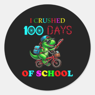 Pegatina Redonda Felices 100 días de la bicicleta de los niños maes