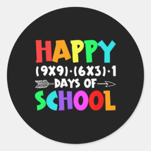 Pegatina Redonda Felices 100 Días De Maestros De Fórmula Matemática