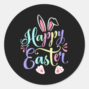 Pegatina Redonda Felices Camisetas de Pascua de Pascua en Pascua