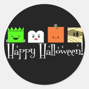 Pegatina Redonda Felices caras de Halloween
