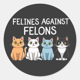 Pegatina Redonda Felices contra los felinos Trump Harris