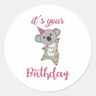 Pegatina Redonda Felices Deseos De Cumpleaños Para Ustedes Animales