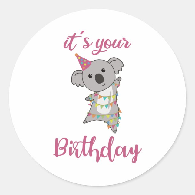 Pegatina Redonda Felices Deseos De Cumpleaños Para Ustedes Animales (Anverso)