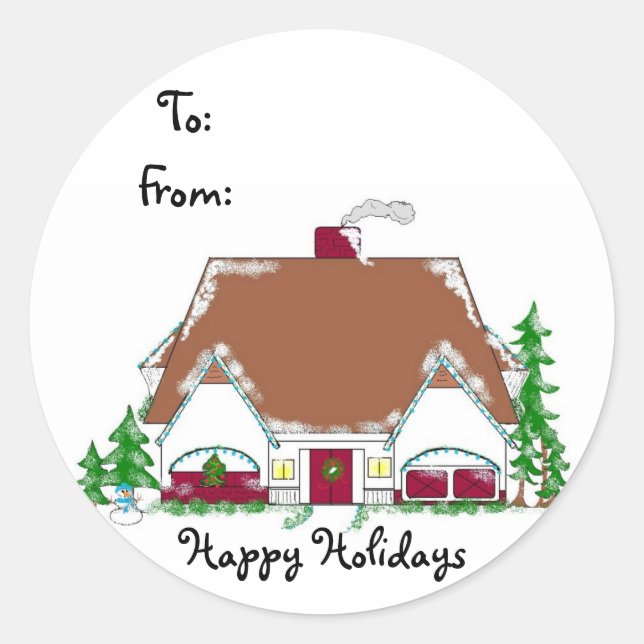 Pegatina Redonda Felices Fiestas (Anverso)