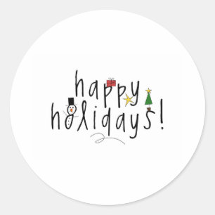 Pegatina Redonda Felices Fiestas de navidades Cutos