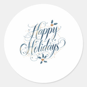Pegatina Redonda Felices Fiestas Feliz Navidad Familia Año Nuevo