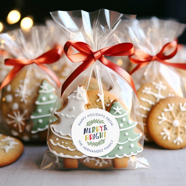 Pegatina Redonda Felices Fiestas Feliz Navidad y Feliz Año Nuevo (Subido por el creador)