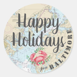 Pegatina Redonda Felices Fiestas Náuticas de Baltimore