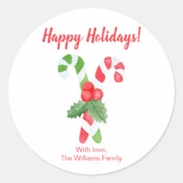 Pegatina Redonda Felices Fiestas | Navidades de canela acuarela